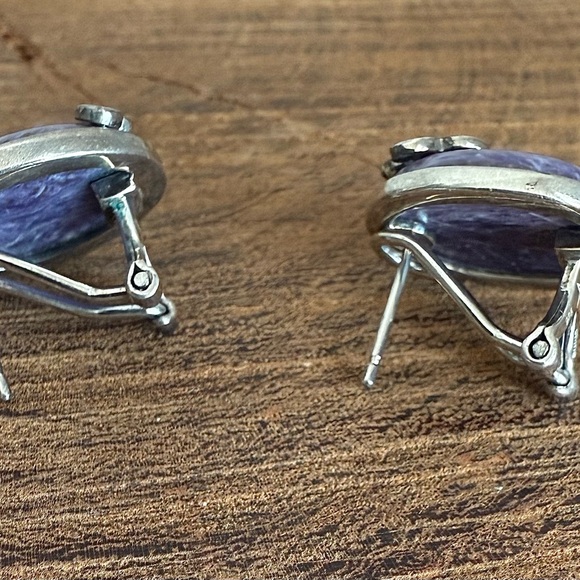 Charoite Gemstone and Sterling Silver Earrings - Picture 3 of 7